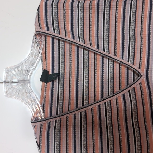 Wild Fable Pink Stripe V Neck Long Sleeve Bodysuit Shirt - Picture 2 of 6